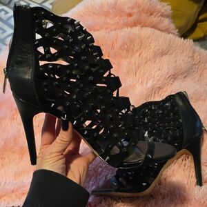 Sam Edelman Alison Black Studded Cutout Front Heels